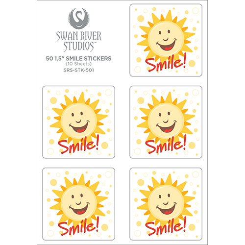 Smiling Sun Sticker [1-1/2" Square] - Click Image to Close