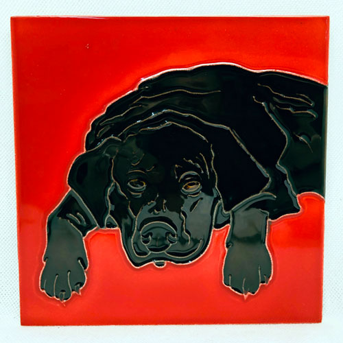 Black Lab Tile (Red) - Click Image to Close