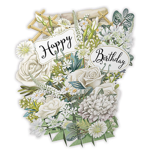 White Roses Birthday Card - Click Image to Close