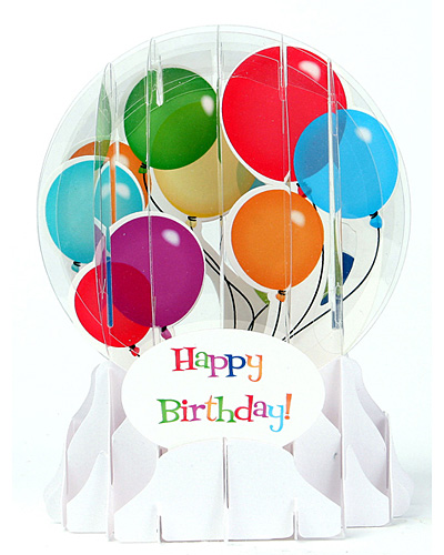 Birthday Balloons Snow Globe Greeting (Medium, 5") - Click Image to Close
