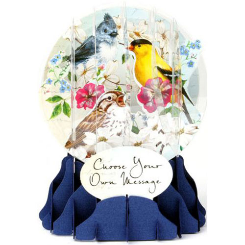 Bird Trio Snow Globe Greeting (Medium, 5") - Click Image to Close