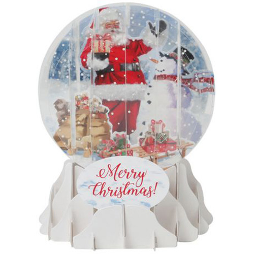 Santa & Snowman Snow Globe Greeting - Click Image to Close