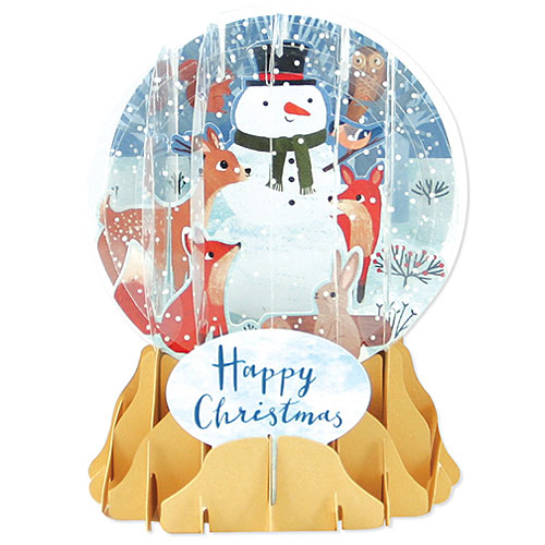 Forest Snowman Snow Globe Greeting (Medium, 5") - Click Image to Close