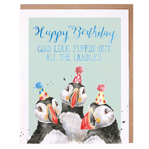 Birthday Candles Card (Puffins) - Click Image to Close