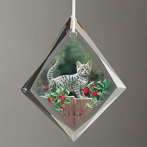Kitten & Holly Ornament - Click Image to Close
