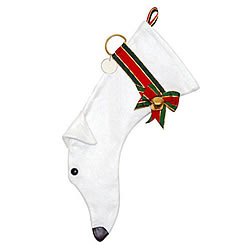 Greyhoud Christmas Stocking (White)