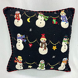 Snowmen With Garland Pillow