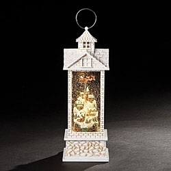 Lantern with Flying Santa & Quaint Town