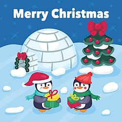 Igloo Penguins Greeting Card