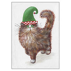 Elf Kitten In Green Hat Card