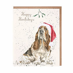 Mistletoe Card (Basset Hound)